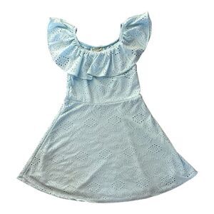 Girls off the shoulder dress size 7 in baby blue